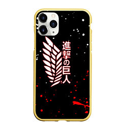 Чехол iPhone 11 Pro матовый ATTACK ON TITAN БРЫЗГИ КРАСОК, цвет: 3D-желтый