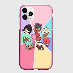 Чехол iPhone 11 Pro матовый TOCA BOCA WORLD HEROES ТОКА БОКА, цвет: 3D-малиновый