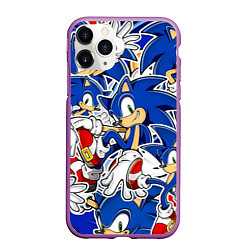 Чехол iPhone 11 Pro матовый SONIC ПАТТЕРН СОНИК, цвет: 3D-фиолетовый