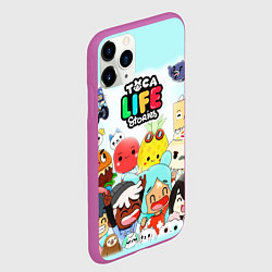 Чехол iPhone 11 Pro матовый Toca Boca Тока Бока все персонажи, цвет: 3D-фиолетовый — фото 2