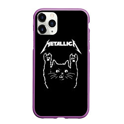 Чехол iPhone 11 Pro матовый Meowtallica, цвет: 3D-фиолетовый