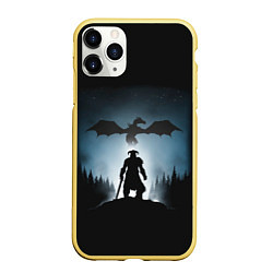 Чехол iPhone 11 Pro матовый Силует драконорождённого, цвет: 3D-желтый