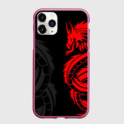 Чехол iPhone 11 Pro матовый КРАСНЫЙ ДРАКОН ТАТУ RED DRAGON TATTOO, цвет: 3D-малиновый