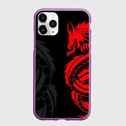 Чехол iPhone 11 Pro матовый КРАСНЫЙ ДРАКОН ТАТУ RED DRAGON TATTOO, цвет: 3D-фиолетовый