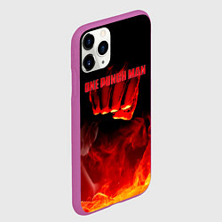 Чехол iPhone 11 Pro матовый Кулак One Punch-Man в огне, цвет: 3D-фиолетовый — фото 2