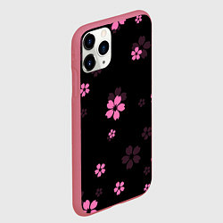 Чехол iPhone 11 Pro матовый САКУРА ВИШНЯ ЛЕПЕСТКИ, цвет: 3D-малиновый — фото 2