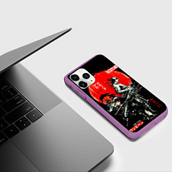 Чехол iPhone 11 Pro матовый Ван пис зоро самурай на черном фоне, цвет: 3D-фиолетовый — фото 2