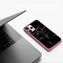 Чехол iPhone 11 Pro матовый ЗМЕЯ НА КАМНЕ НА ЧЕРНОМ ФОНЕ, цвет: 3D-малиновый — фото 2
