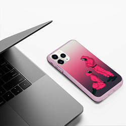 Чехол iPhone 11 Pro матовый Стражи из игра в кальмара, подчинение круга квадра, цвет: 3D-розовый — фото 2