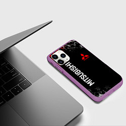 Чехол iPhone 11 Pro матовый MITSUBISHI SAMURAI JAPAN STYLE ИЕРОГЛИФЫ, цвет: 3D-фиолетовый — фото 2