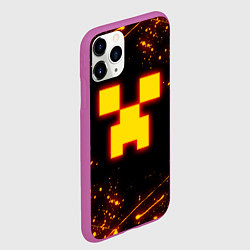 Чехол iPhone 11 Pro матовый ОГНЕННЫЙ КРИПЕР, МАЙНКРАФТ, цвет: 3D-фиолетовый — фото 2