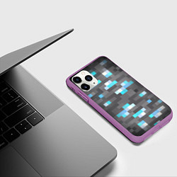 Чехол iPhone 11 Pro матовый АЛМАЗНАЯ РУДА DIAMOND ORE MINCRAFT, цвет: 3D-фиолетовый — фото 2