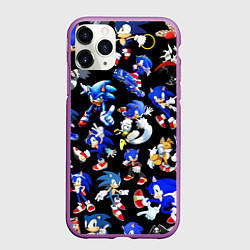 Чехол iPhone 11 Pro матовый SONIC PATTERN HERO СОННИК, цвет: 3D-фиолетовый