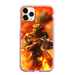 Чехол iPhone 11 Pro матовый Doom ART спина, цвет: 3D-розовый