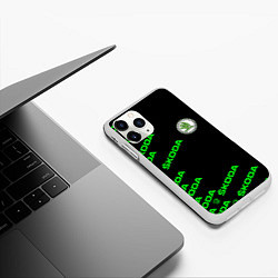 Чехол iPhone 11 Pro матовый SKODA LINE LOGO STYLE GREEN, цвет: 3D-белый — фото 2
