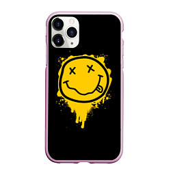 Чехол iPhone 11 Pro матовый NIRVANA LOGO SMILE, БРЫЗГИ КРАСОК, цвет: 3D-розовый