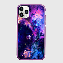 Чехол iPhone 11 Pro матовый НЕОНОВЫЕ КОСМОС NEON SPACE, цвет: 3D-фиолетовый