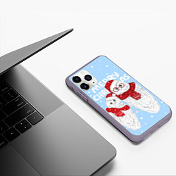 Чехол iPhone 11 Pro матовый С Рождеством! Совы, цвет: 3D-серый — фото 2