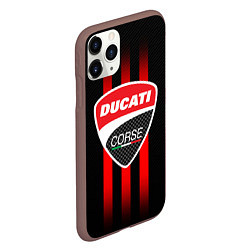 Чехол iPhone 11 Pro матовый DUCATI CARBON LOGO ITALY CONCERN, цвет: 3D-коричневый — фото 2