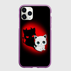 Чехол iPhone 11 Pro матовый КОТИК ДЬЯВОЛ KITTY DEVIL, цвет: 3D-фиолетовый