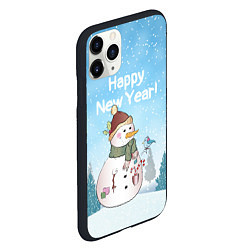 Чехол iPhone 11 Pro матовый Снеговик во дворе, цвет: 3D-черный — фото 2