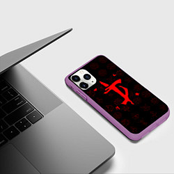 Чехол iPhone 11 Pro матовый Символ палача рока Doom, цвет: 3D-фиолетовый — фото 2