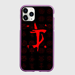 Чехол iPhone 11 Pro матовый Символ палача рока Doom, цвет: 3D-фиолетовый