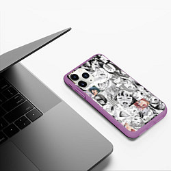 Чехол iPhone 11 Pro матовый AHEGAO фон из девочек, цвет: 3D-фиолетовый — фото 2