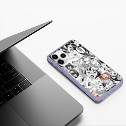 Чехол iPhone 11 Pro матовый AHEGAO фон из девочек, цвет: 3D-светло-сиреневый — фото 2