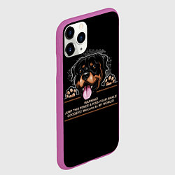 Чехол iPhone 11 Pro матовый Собака Ротвейлер, цвет: 3D-фиолетовый — фото 2