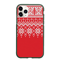 Чехол iPhone 11 Pro матовый Knitted Pattern, цвет: 3D-темно-зеленый