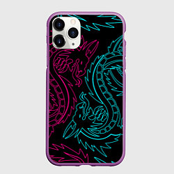 Чехол iPhone 11 Pro матовый НЕОНОВЫЕ ДРАКОНЫ NEON DRAGON, цвет: 3D-фиолетовый