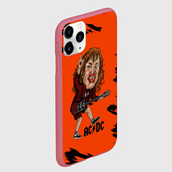 Чехол iPhone 11 Pro матовый Шарж Ангус Янг ACDC, цвет: 3D-малиновый — фото 2