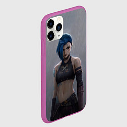 Чехол iPhone 11 Pro матовый Джинкс под дождём, цвет: 3D-фиолетовый — фото 2