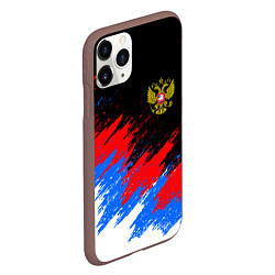 Чехол iPhone 11 Pro матовый РОССИЯ, БРЫЗГИ КРАСОК, ТРИКОЛОР, цвет: 3D-коричневый — фото 2