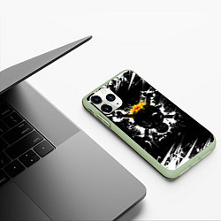Чехол iPhone 11 Pro матовый ONE PIECE ВАН ПИС ПИРАТЫ, БРЫЗГИ КРАСОК, цвет: 3D-салатовый — фото 2