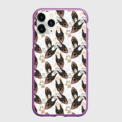 Чехол iPhone 11 Pro матовый Доберман Doberman, цвет: 3D-фиолетовый