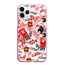 Чехол iPhone 11 Pro матовый Русская национальная роспись, цвет: 3D-розовый
