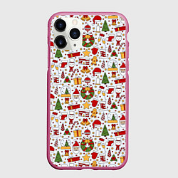 Чехол iPhone 11 Pro матовый New Years Mood, цвет: 3D-малиновый