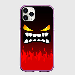 Чехол iPhone 11 Pro матовый Geometry Dash: Anger Smile, цвет: 3D-фиолетовый