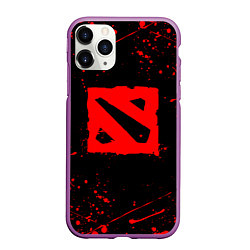 Чехол iPhone 11 Pro матовый DOTA 2 БРЫЗГИ КРАСОК ДОТА 2 ЛОГО, цвет: 3D-фиолетовый