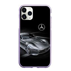 Чехол iPhone 11 Pro матовый Mercedes-Benz motorsport black, цвет: 3D-светло-сиреневый