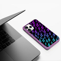 Чехол iPhone 11 Pro матовый JOJOS BIZARRE ADVENTURE NEON PATTERN НЕОН УЗОР, цвет: 3D-фиолетовый — фото 2