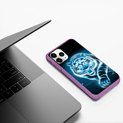 Чехол iPhone 11 Pro матовый НЕНОНОВЫЙ ТИГР 2022 NEON TIGER NEW YEAR, цвет: 3D-фиолетовый — фото 2