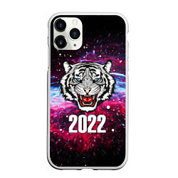 Чехол iPhone 11 Pro матовый ЧЁРНЫЙ ТИГР НОВЫЙ ГОД 2022 GRAY TIGER NEW YEAR, цвет: 3D-белый