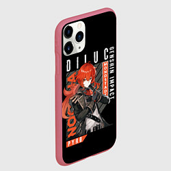 Чехол iPhone 11 Pro матовый Genshin Impact, Дилюк, цвет: 3D-малиновый — фото 2