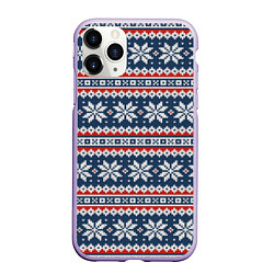 Чехол iPhone 11 Pro матовый Knitted Christmas Pattern, цвет: 3D-светло-сиреневый