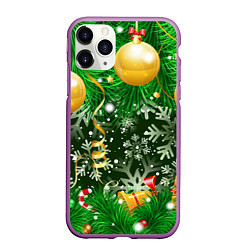 Чехол iPhone 11 Pro матовый Новогоднее Настроение Елка, цвет: 3D-фиолетовый