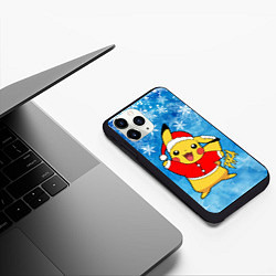 Чехол iPhone 11 Pro матовый НОВОГОДНИЙ ПИКАЧУ 2022 HAPPY NEW YEAR, цвет: 3D-черный — фото 2