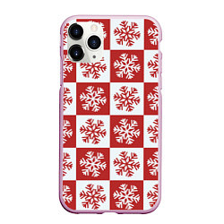 Чехол iPhone 11 Pro матовый Шахматные Снежинки, цвет: 3D-розовый